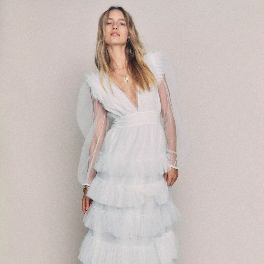 LoveShackFancy Free People Francoise Gown - Ruffled Long Sleeve Bridal Dress
